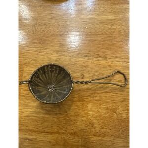 Vtg German Woven Brass Tone Metal Wire Tea Strainer Spoon 5.75"